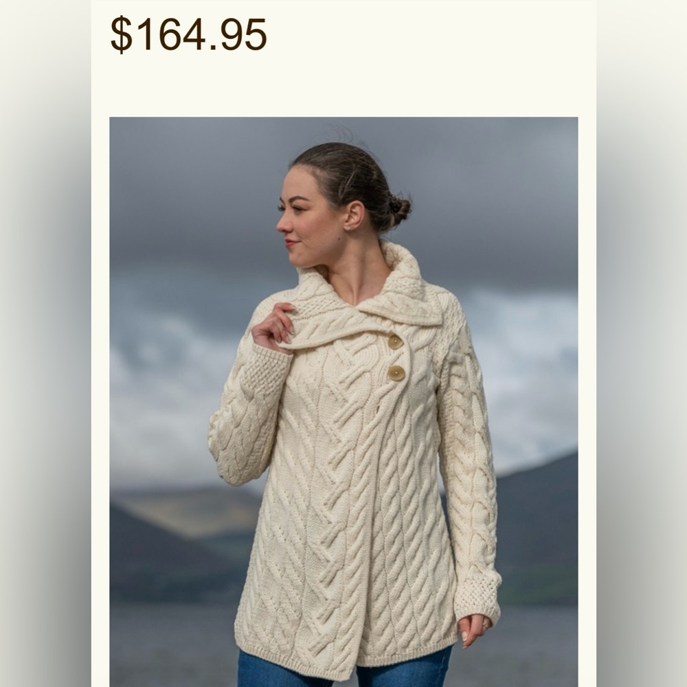 Aran Merino Wool Knit Sweater NWT